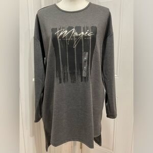 🍁NWT LC Waikiki Women’s Grey/Black/Gold Elongated Jersey Tunic, XL